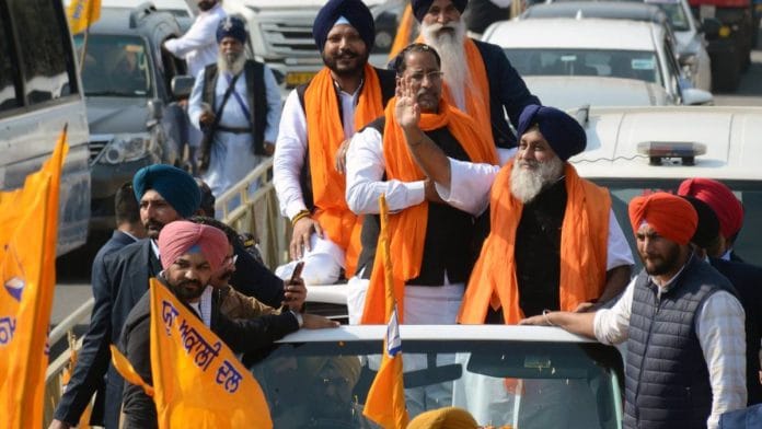 SAD president Sukhbir Singh Badal during the party’s ‘Punjab Bachao Yatra’ ahead of general elections in Amritsar earlier this year | Photo: ANI
