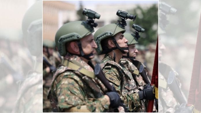 Armenian soldier with Indian Tobno thermal imaging monocular at Eagle Partners 2024 military drill | X (formerly Twitter) /@ko_nstantin
