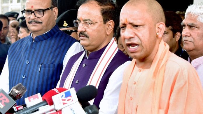 Uttar Pradesh Chief Minister Yogi Adityanath speaking to the media ahead of the commencement of the Monsoon Session of the assembly Monday | ANI