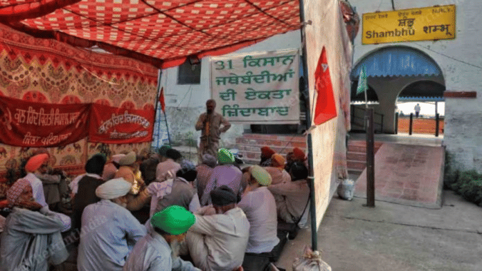 Farmers at the Shambhu railway station along the Punjab-Haryana border | File Photo: Suraj Singh Bisht | ThePrint