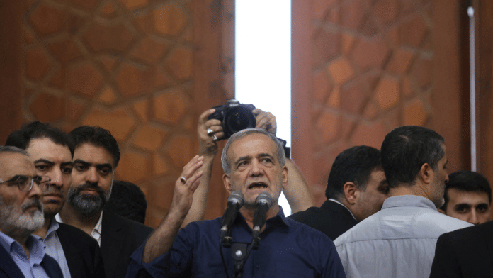 Iran's President-elect Masoud Pezeshkian speaks during a gathering in south of Tehran | Majid Asgaripour/WANA (West Asia News Agency) via Reuters | File Photo