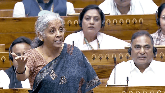 Union Finance Minister Nirmala Sitharaman speaks in the Lok Sabha during the Monsoon Session of Parliament | ANI