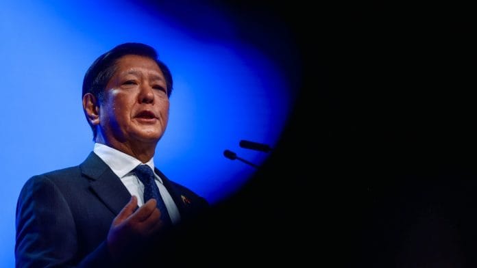 Philippines' President Ferdinand Marcos Jr delivers a keynote address at the Shangri-La Dialogue, in Singapore, May 31, 2024 | Reuters