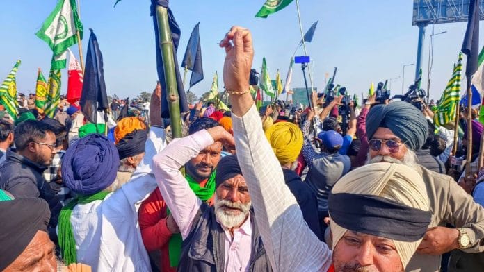 File photo: Farmers protesting at Shambhu border in February this year | ANI
