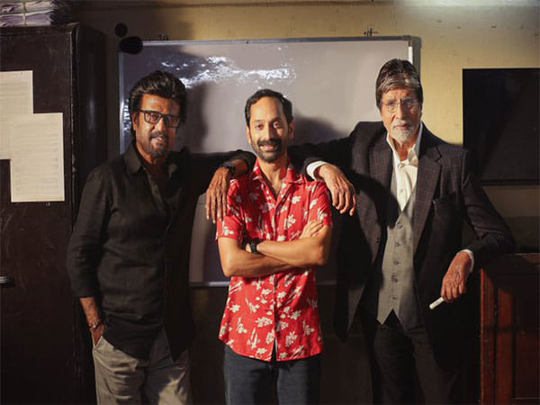 Fahadh Faasil poses with Rajinikanth, Amitabh Bachchan from Vettaiyan's set