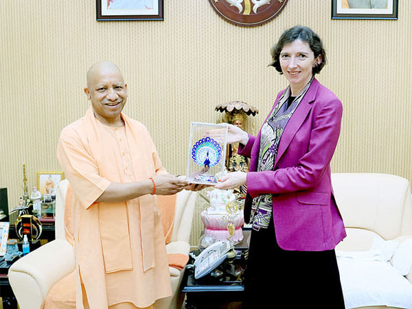 UP CM Yogi Adityanath meets UK envoy Lindy Cameron; discusses education, business, and EVs