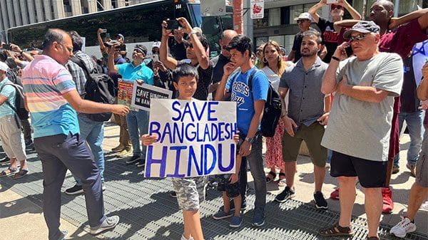 Protests erupt in Downtown Toronto over violence against Hindus in Bangladesh  