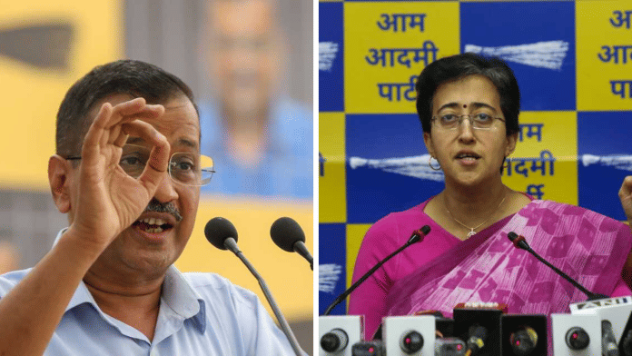 Delhi CM Arvind Kejriwal and AAP leader Atishi Marlena | File Photos | Credit: ThePrint/Suraj Singh Bisht