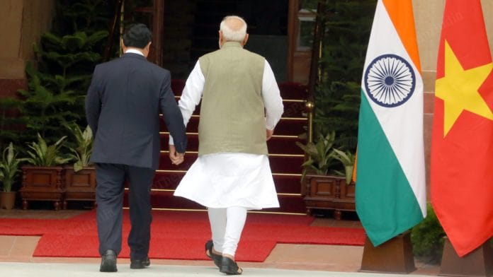 PM Modi with Vietnamese counterpart Pham Minh Chinh at Hyderabad House in New Delhi, Thursday | Praveen Jain | ThePrint