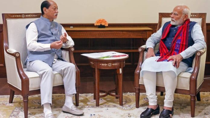 Nagaland Chief Minister Neiphiu Rio meets Prime Minister Narendra Modi, in New Delhi Friday | Photo: ANI