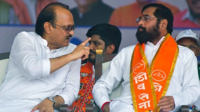 File photo of Maharashtra Chief Minister Eknath Shinde (right) with Deputy CM Ajit Pawar | Photo: ANI