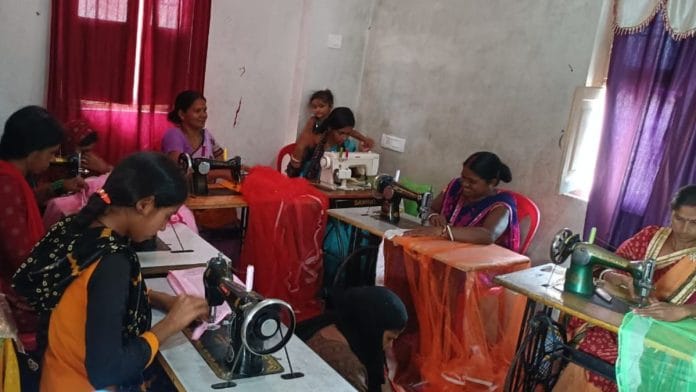 Women SHG members at Khushbu Devi's mosquito net manufacturing company | Special arrangement