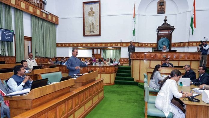 Himachal Pradesh CM Sukhvinder Singh Sukhu addresses the assembly in Shimla Wednesday | Photo: ANI