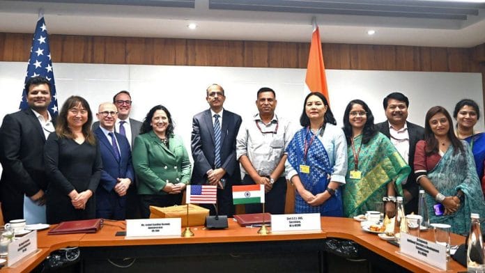 MoU signing between India and the US that enables MSMEs of the two countries to participate in global markets, drive innovation, foster trade, and support women entrepreneurs, in New Delhi on Tuesday | ANI