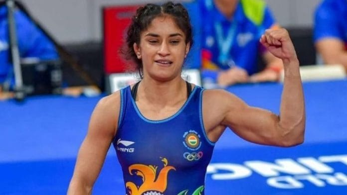 Indian wrestler Vinesh Phogat at the Tokyo Olympics on 5 August, 2021 | Twitter /@IndiaSports