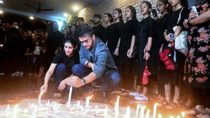 Sourav Ganguly and daughter Sana at candlelight vigil in solidarity with RG Kar victim in Kolkata, Wednesday | ANI