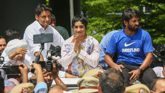 Wrestler Vinesh Phogat receives hero's welcome by crowds outside IGI Airport | File Photo: Manisha Mondal/ThePrint