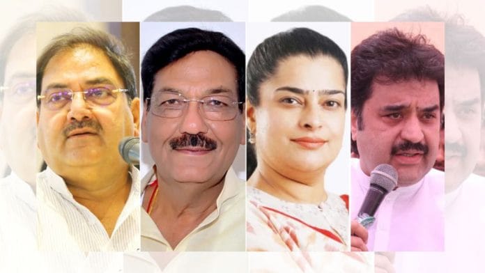Abhay Singh Chautala of INLD, Ranjit Singh Chautala of BJP, Shruti Choudhry of BJP, and Kuldeep Bishnoi of BJP | Facebook