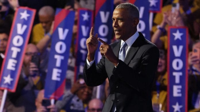Former U.S. President Barack Obama takes the stage during Day 2 of the Democratic National Convention (DNC) in Chicago, Illinois, U.S., August 20, 2024 | Reuters