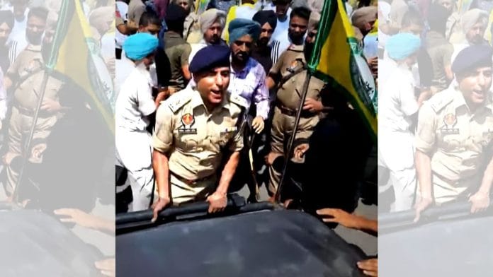 Superintendent of Police (SSP), Malerkotla, Gagan Ajit Singh physically hurled himself before a moving Jeep | Photo: Special arrangement