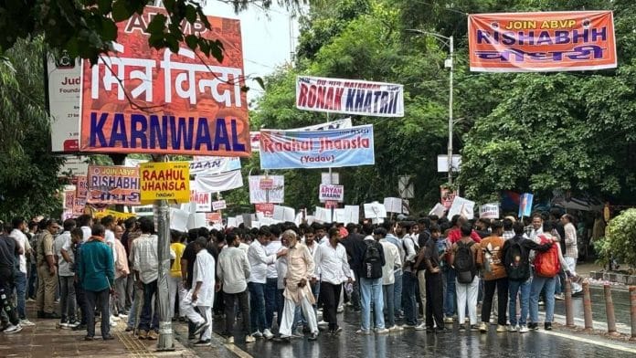 Campaigning on DU North Campus ahead of DUSU polls | File Photo | Vartika Singh for ThePrint