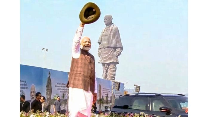 Prime Minister Narendra Modi attends the Ekta Diwas Parade at the Statue of Unity on the occasion Sardar Vallabhbhai Patel's birth anniversary, in Kevadia, Thursday/PTI Photo