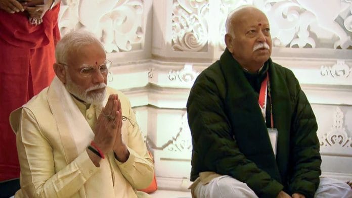 File photo of PM Modi and RSS sarsanghchalak Mohan Bhagwat | ANI