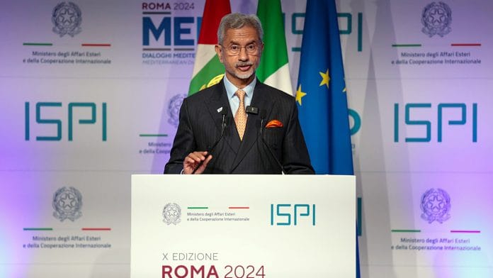 External Affairs Minister S. Jaishankar addresses the 10th edition of 'Rome MED Dialogues', in Rome on Monday | ANI Photo