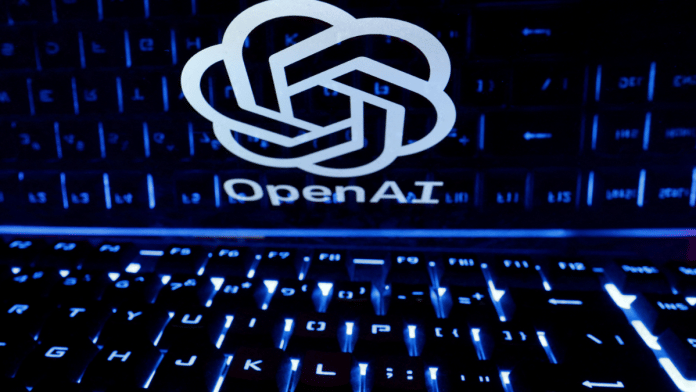 A keyboard is placed in front of a displayed OpenAI logo in this illustration taken 21 February 2023. | Illustration by Dado Ruvic | Reuters