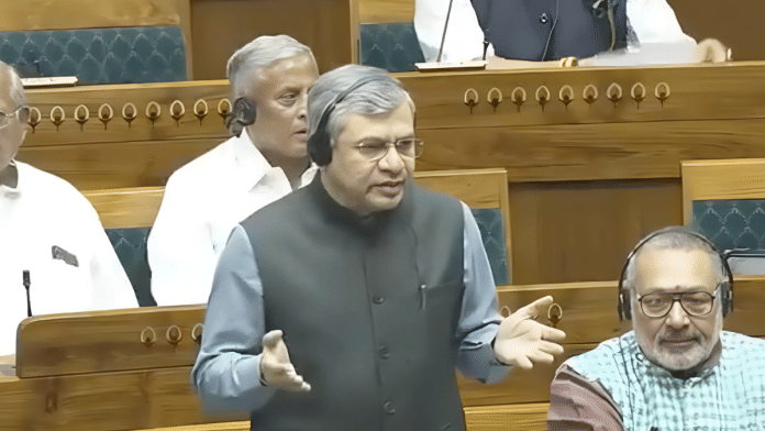 Representational Image of Union I&B Minister Ashwini Vaishnaw in Lok Sabha | Sansad TV via X\@ANI