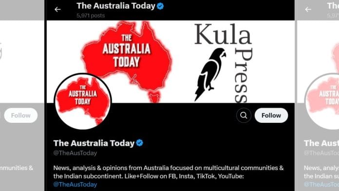 The Australia Today's X page