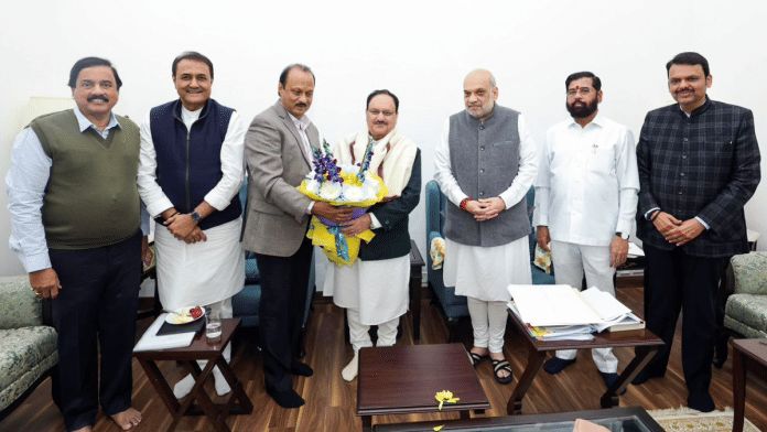 Eknath Shinde, Devendra Fadnavis and Ajit Pawar meet JP Nadda and Amit Shah | ANI