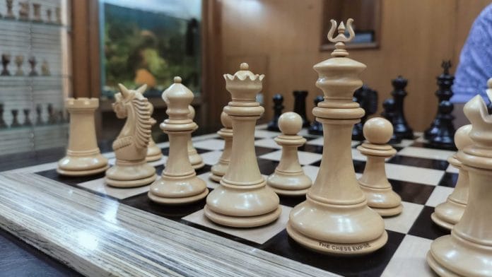 A handmade, finished wooden chess set showcasing the intricate craftsmanship of Amritsar's artisans. | Photo: Shubhangi Misra | ThePrint