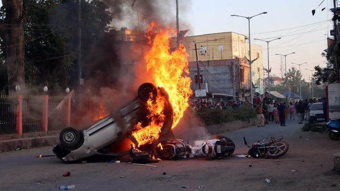 Protestors set vehicles on fire in Imphal, Saturday | ANI