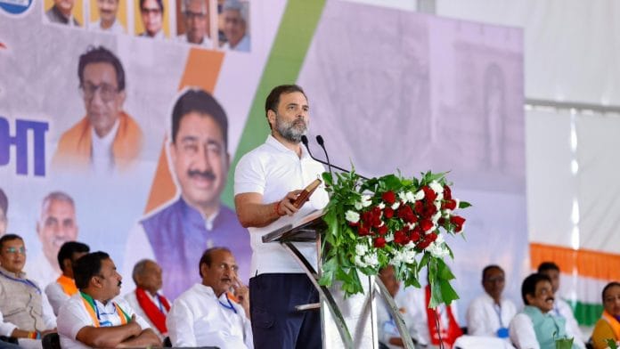 Congress MP Rahul Gandhi addressing public meeting in Maharashtra's Amravati, Saturday | X @