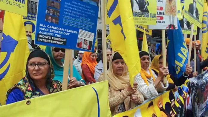 File photo of Sikh separatist supporters staging a demonstration in London, UK | Photo: ANI