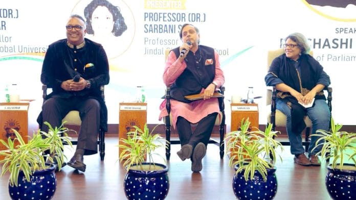 Shashi Tharoor speaking at O.P. Jindal Global University | X, @ShashiTharoor