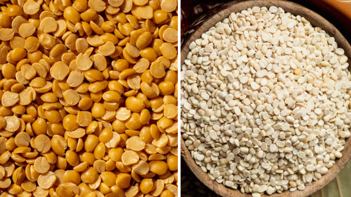 Tur Dal (left) and Urad Dal (right) | Flickr/Commons