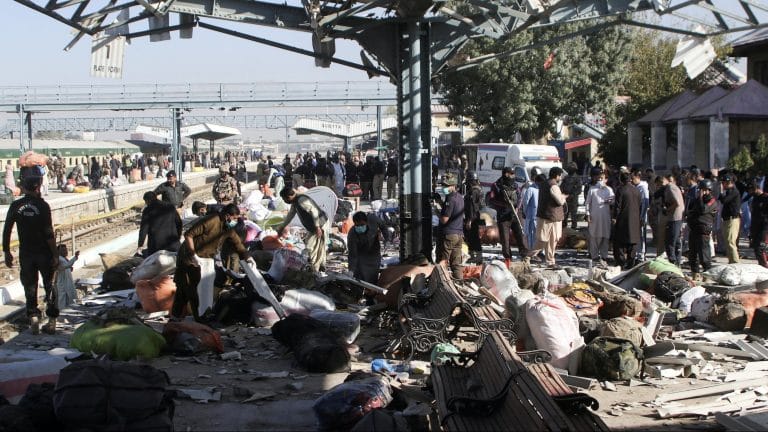 Blast at a railway station in Quetta in southwestern Pakistan, at least 24 killed