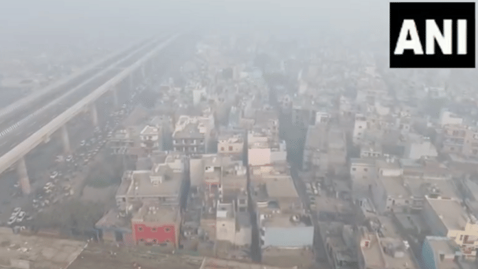 A layer of smog envelops the capital city as pollution levels continue to remain high | ANI/X