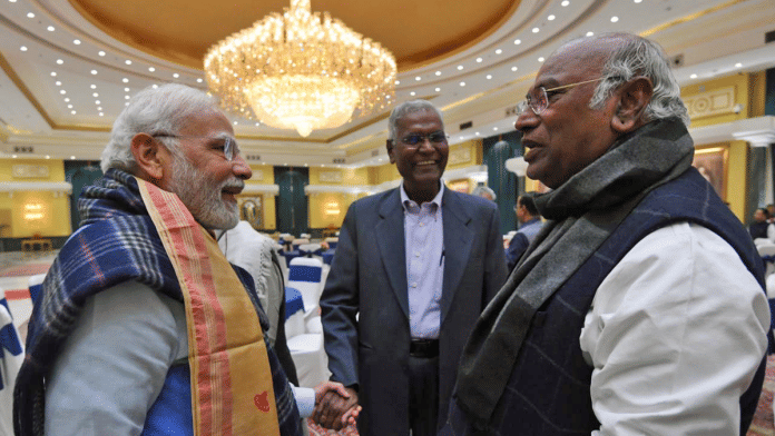 File photo of Prime Minister Narendra Modi with Congress president Mallikarjun Kharge | ANI