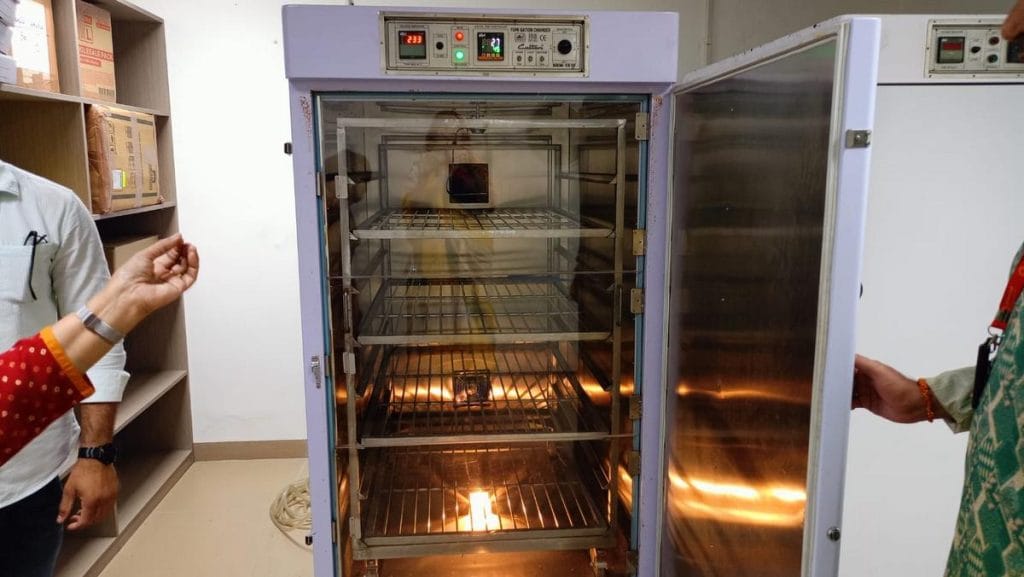 A fumigation chamber at the Archives of Contemporary India, used to disinfect delicate documents and protect them from pests and decay