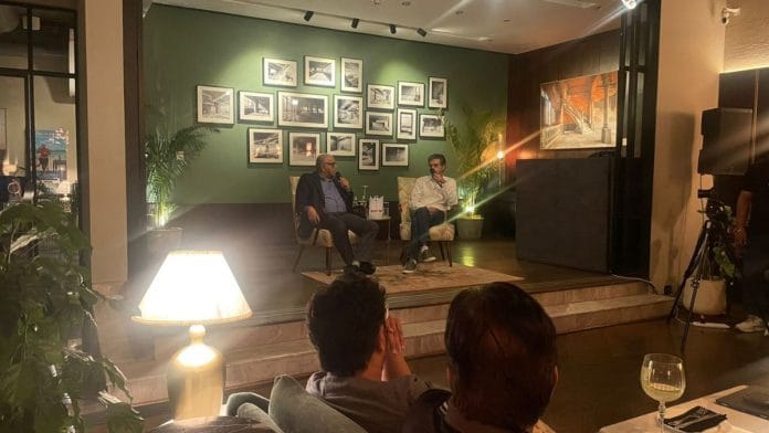 Sanjeev Bikchandani and Alok Sama (L-R) discussing Sama’s new book The Money Trap in Gurugram. | Udit Hinduja | ThePrint