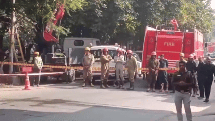 Visual from the site where a loud explosion was heard in Delhi's Prashant Vihar | a screengrab from a video on X/@PTI_News