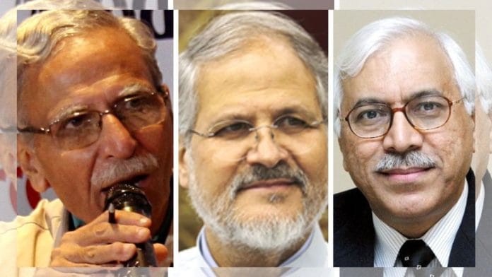 Signatories to open letter include (L-R) Lt-Gen Zameer Uddin Shah (retd), ex-Dy Chief of Army Staff, former Delhi L-G Najeeb Jung and former CEC SY Quraishi