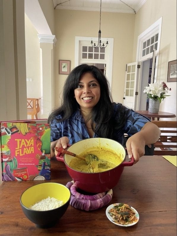 Sri Lankan author Tasha Marikkar poses with her cookbook Jayaflava | By special arrangement 