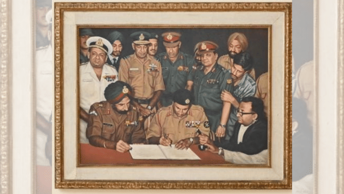 The iconic 1971 Pakistan surrender painting | X\@adgpi