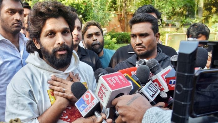 Actor Allu Arjun speaks to the media at his residence after being released from Jail | Photo: ANI