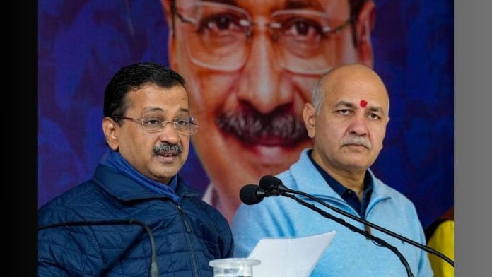 AAP national convener Arvind Kejriwal, left, with party leader Manish Sisodia addresses a press conference at party office, in New Delhi, Friday | PTI Photo/Kamal Kishore