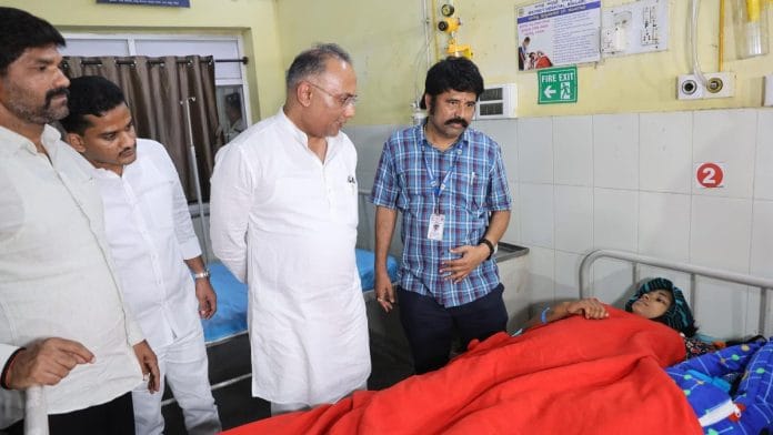 Karnataka health minister Dinesh Gundu Rao at the Ballari district hospital Sunday | Photo: X/@dineshgrao